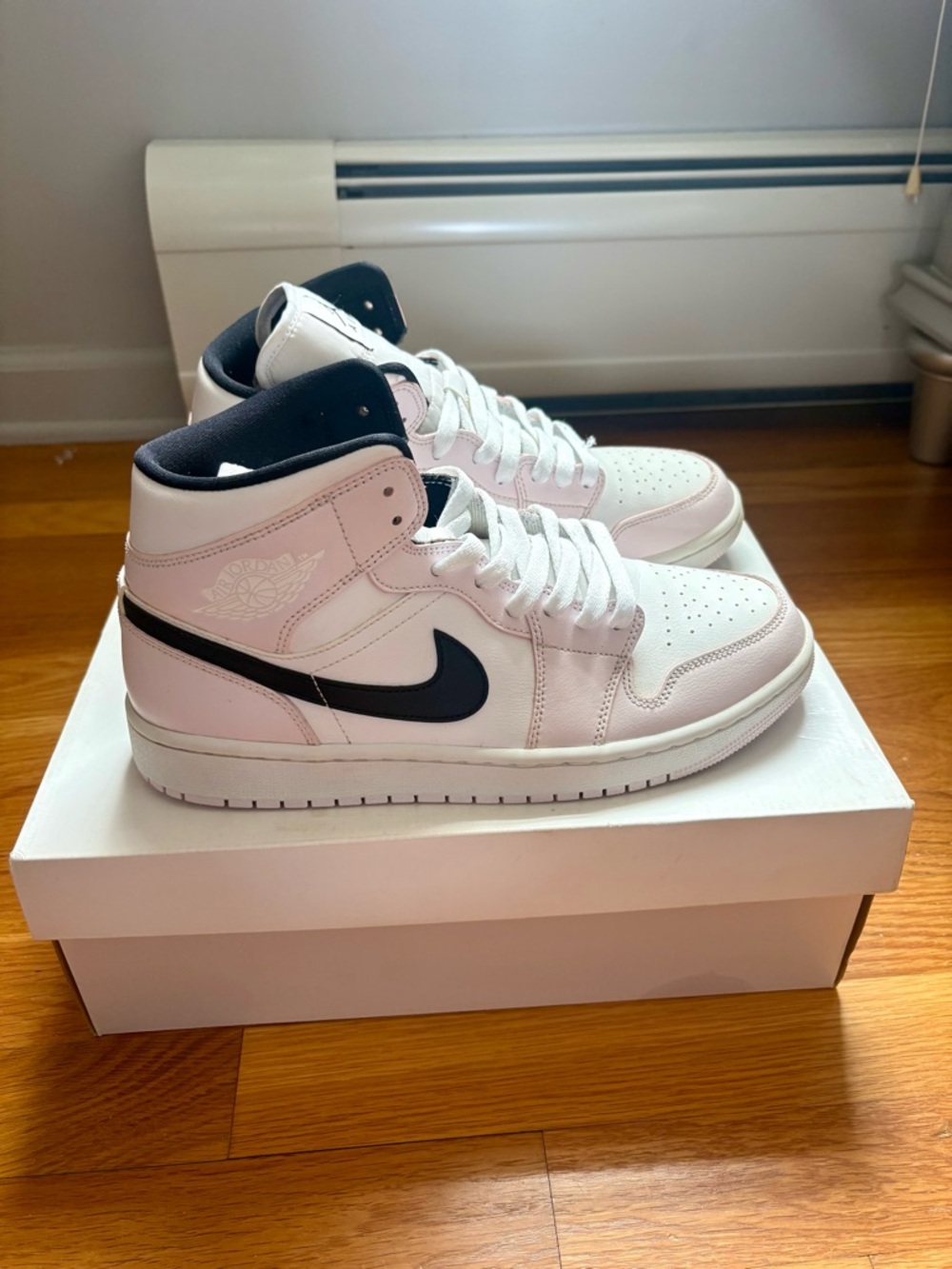 Nike Air Jordan 1 Mid White with Black Swoosh